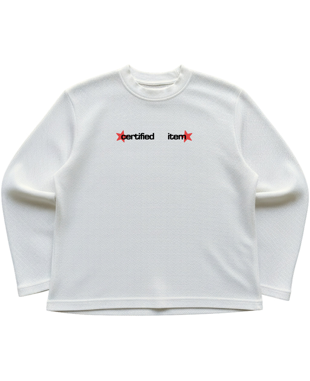 Off-white waffle knit oversized full-sleeve Front Design