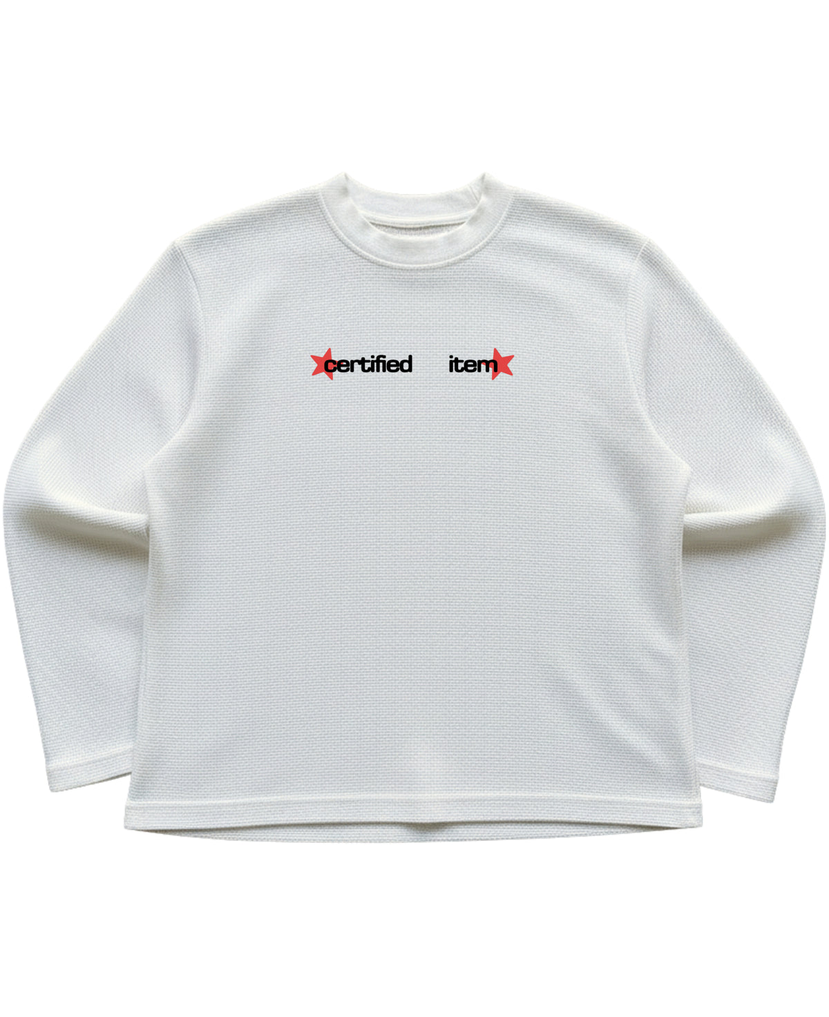 Off-white waffle knit oversized full-sleeve Front Design
