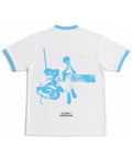 White & Sky Blue Ringer tee Back Design