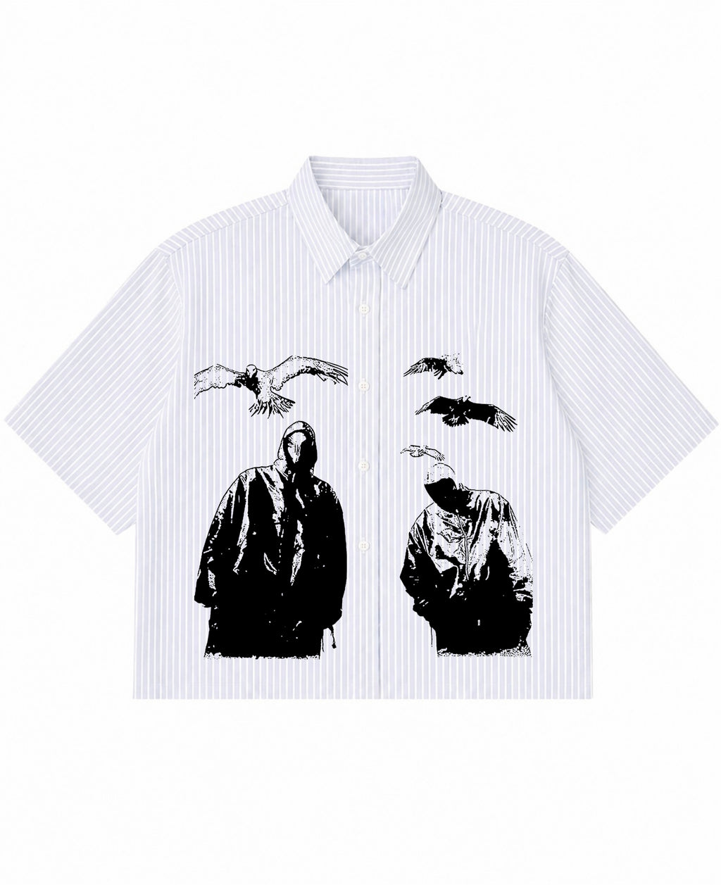 Blue Striped Oxford Boxy Shirt Front Design