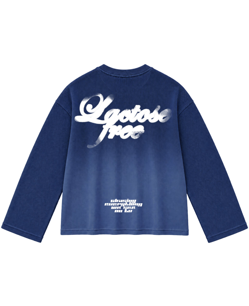 Blue Ombré Waffle Knit Oversized Full-Sleeve Back Design