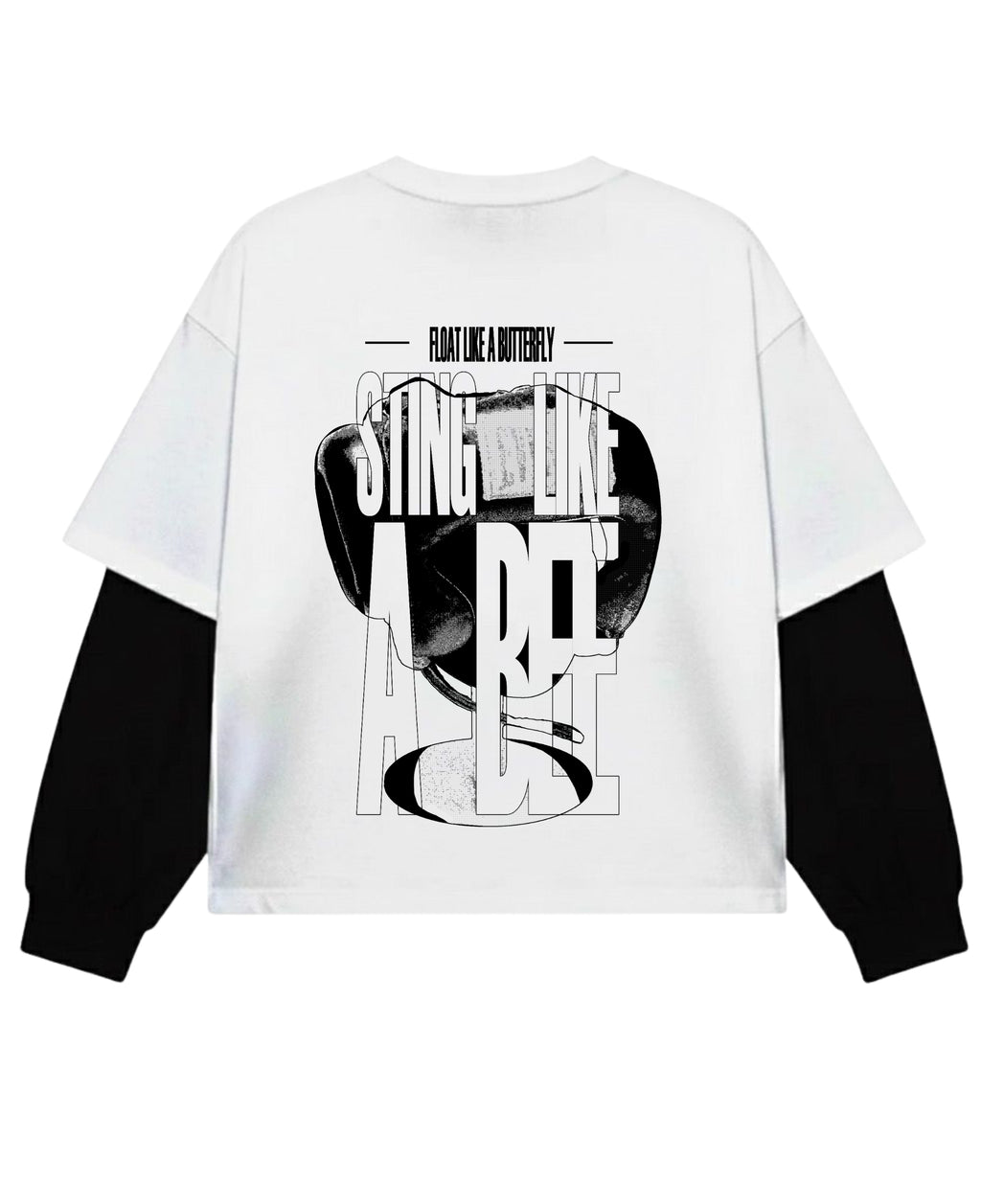 White With Black Sleeve Oversized Tee Back Design
