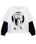 White With Black Sleeve Oversized Tee Back Design